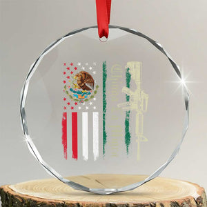 Funny Chinga La Migra Crystal Glass Ornament Gun Vintage Mexican Flag - Print Your Wear