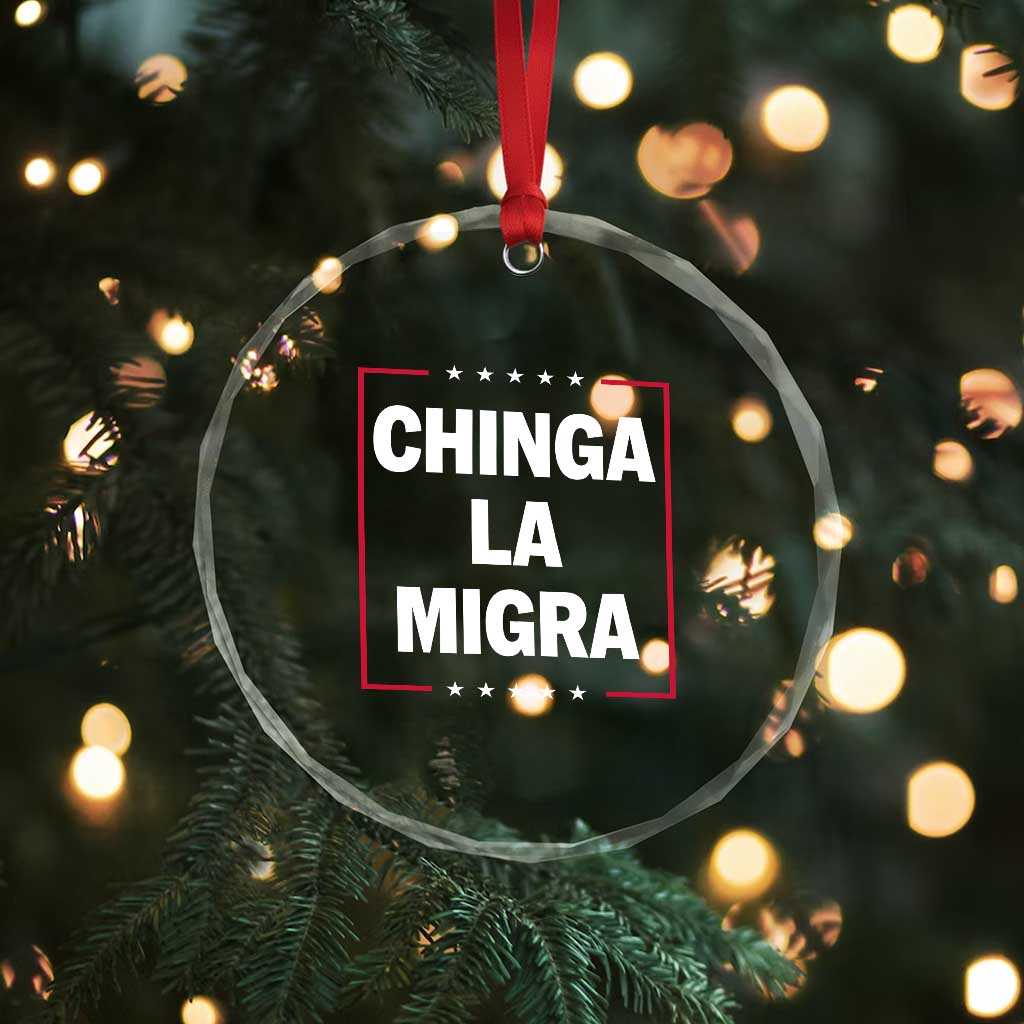 Funny Chinga La Migra Crystal Glass Ornament Star Stripes TS11 Print Your Wear