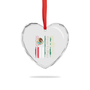 Funny Chinga La Migra Heart Crystal Glass Ornament Gun Vintage Mexican Flag - Print Your Wear
