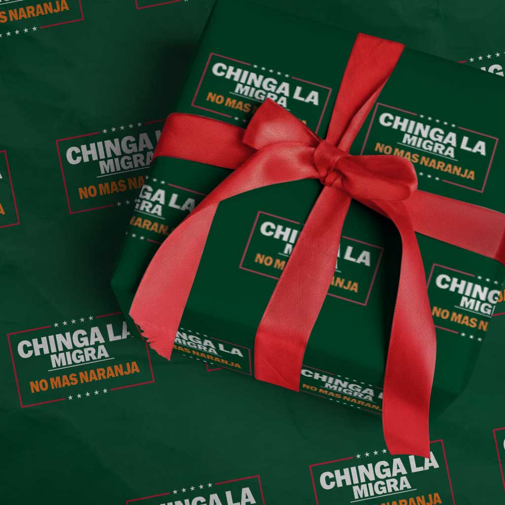 Funny Chinga La Migra No Mas Naranja Wrapping Paper Roll Star Stripes TS11 Green Print Your Wear