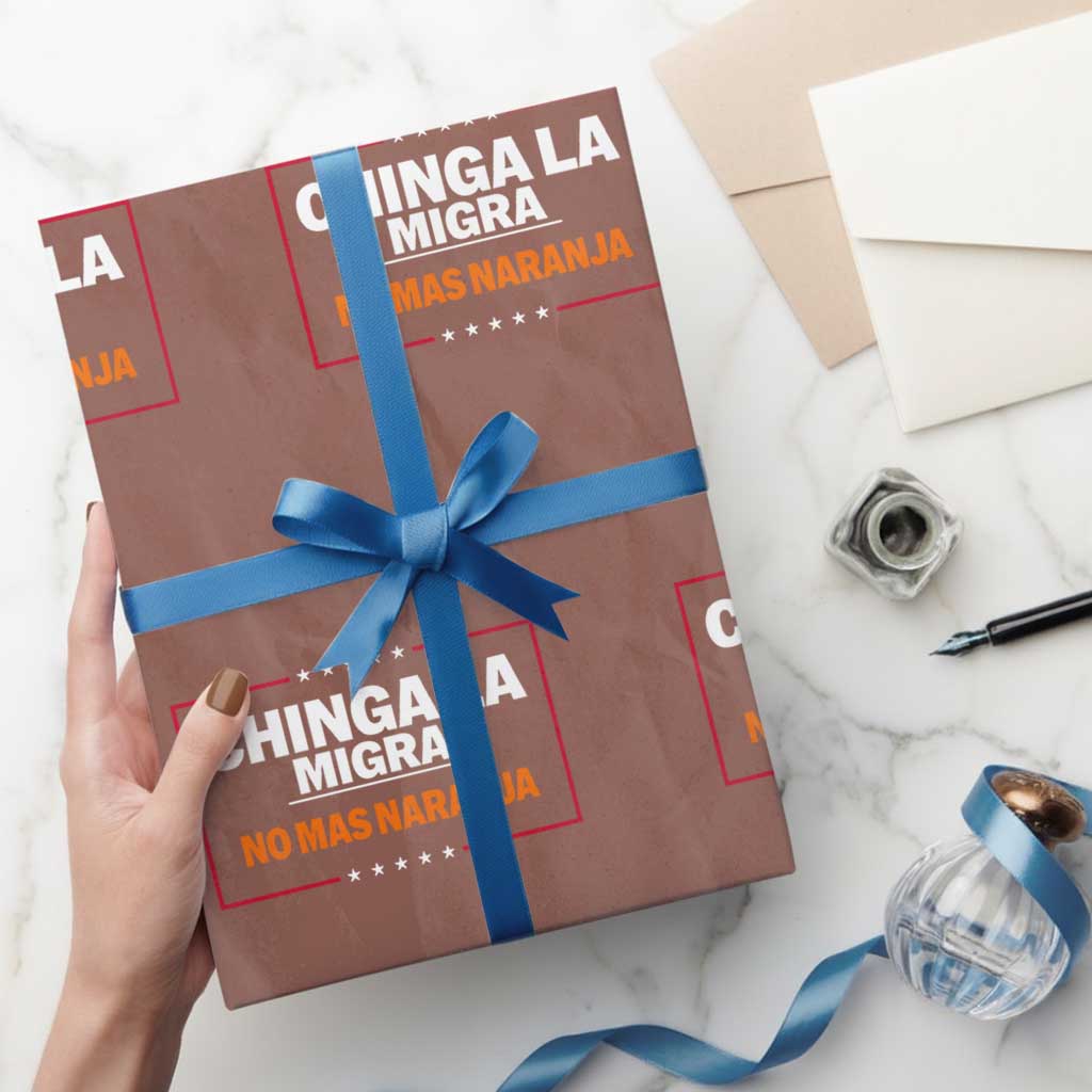 Funny Chinga La Migra No Mas Naranja Wrapping Paper Roll Star Stripes - Print Your Wear