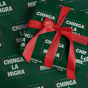 Funny Chinga La Migra Wrapping Paper Roll Star Stripes TS11 Green Print Your Wear
