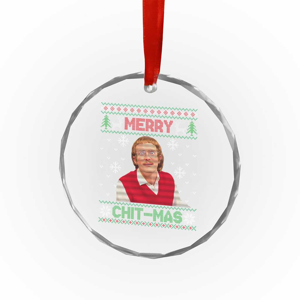 Funny Chit Christmas Merry Chit-Mas Crystal Glass Ornament Retro Holiday Humor TS02 Print Your Wear