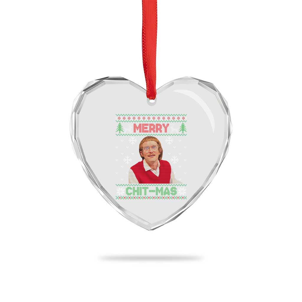 Funny Chit Christmas Merry Chit-Mas Heart Crystal Glass Ornament Retro Holiday Humor TS02 Print Your Wear