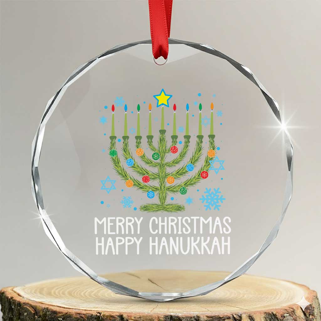 Funny Chrismukkah Crystal Glass Ornament Merry Xmas Happy Hanukkah Xmas Tree Jewish Menorah TS11 Transparent Glass 3'' Circle Print Your Wear
