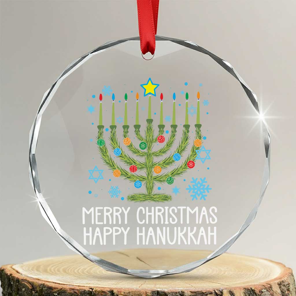 Funny Chrismukkah Crystal Glass Ornament Merry Xmas Happy Hanukkah Xmas Tree Jewish Menorah TS11 Transparent Glass 3'' Circle Print Your Wear