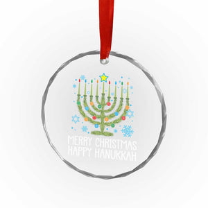 Funny Chrismukkah Crystal Glass Ornament Merry Xmas Happy Hanukkah Xmas Tree Jewish Menorah TS11 Print Your Wear