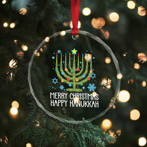 Funny Chrismukkah Crystal Glass Ornament Merry Xmas Happy Hanukkah Xmas Tree Jewish Menorah TS11 Print Your Wear