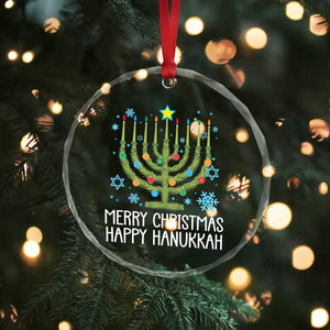 Funny Chrismukkah Crystal Glass Ornament Merry Xmas Happy Hanukkah Xmas Tree Jewish Menorah TS11 Print Your Wear