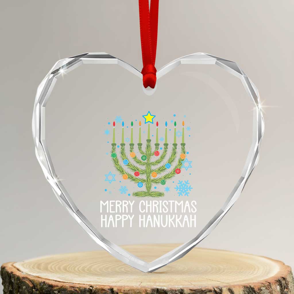 Funny Chrismukkah Heart Crystal Glass Ornament Merry Xmas Happy Hanukkah Xmas Tree Jewish Menorah TS11 Transparent Glass 3'' Heart Print Your Wear