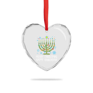 Funny Chrismukkah Heart Crystal Glass Ornament Merry Xmas Happy Hanukkah Xmas Tree Jewish Menorah TS11 Print Your Wear