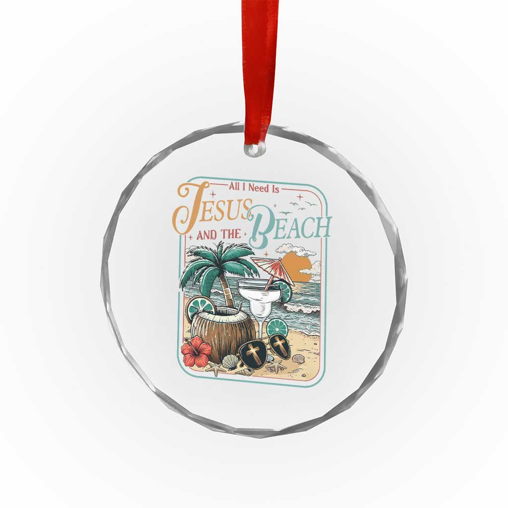 Funny Christian Beach Gift Crystal Glass Ornament All I Need Is Jesus And The Beach TS12 Print Your Wear