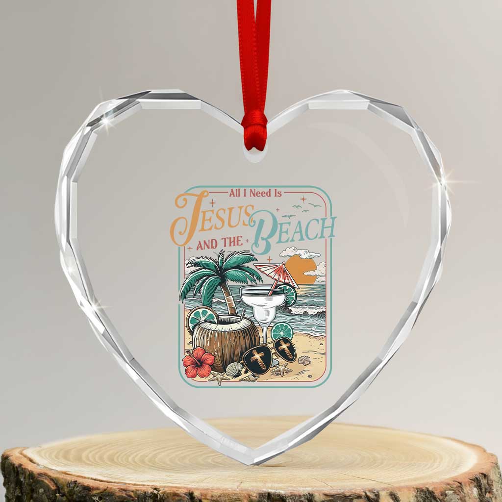 Funny Christian Beach Gift Heart Crystal Glass Ornament All I Need Is Jesus And The Beach TS12 Transparent Glass 3'' Heart Print Your Wear