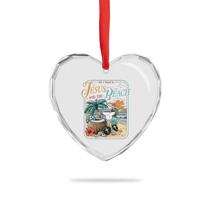 Funny Christian Beach Gift Heart Crystal Glass Ornament All I Need Is Jesus And The Beach TS12 Print Your Wear