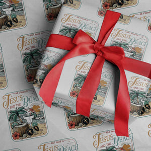 Funny Christian Beach Gift Wrapping Paper Roll All I Need Is Jesus And The Beach TS12 White Print Your Wear