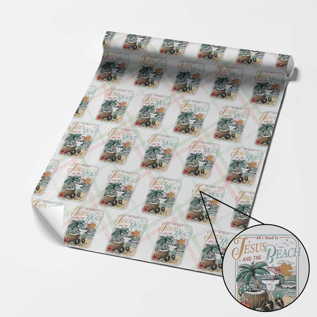 Funny Christian Beach Gift Wrapping Paper Roll All I Need Is Jesus And The Beach TS12 Christmas Plaid Print Your Wear