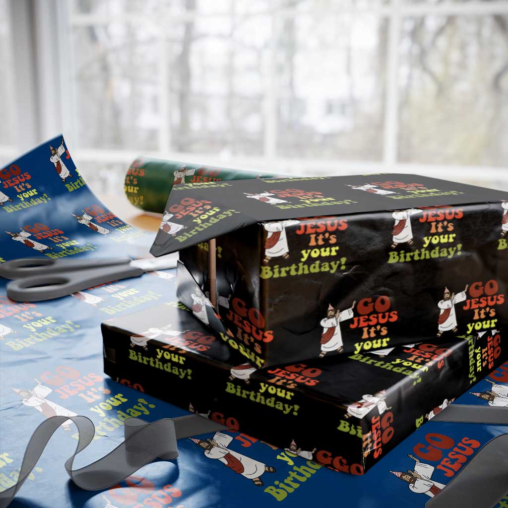 Funny Christian Christmas Wrapping Paper Roll Go Jesus It's Your Birthday TS11 Black Print Your Wear
