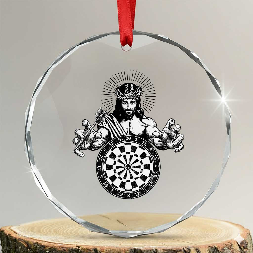 Funny Christian Dartist Gift Crystal Glass Ornament Jesus Bullseye Shooter TS12 Transparent Glass 3'' Circle Print Your Wear
