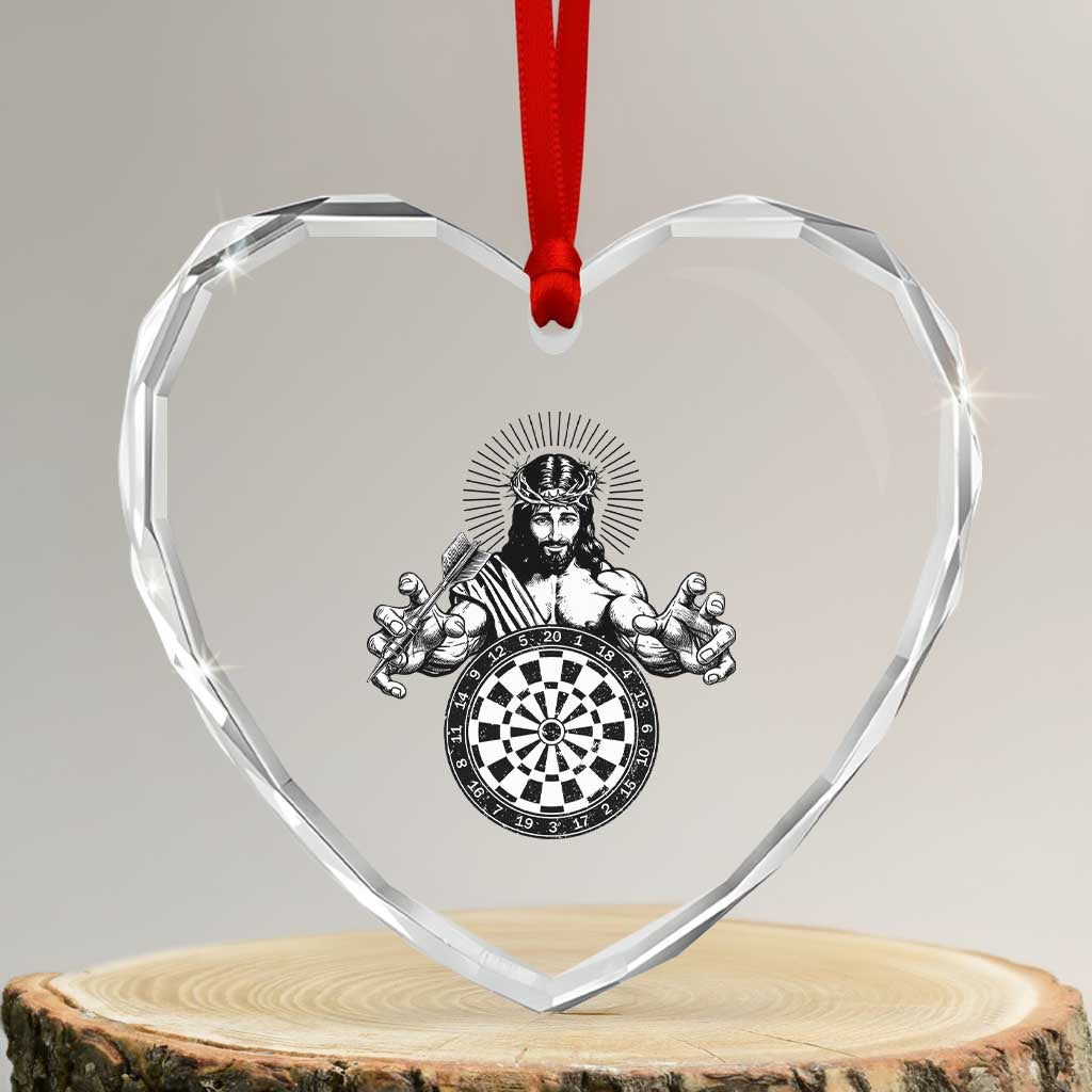 Funny Christian Dartist Gift Heart Crystal Glass Ornament Jesus Bullseye Shooter TS12 Transparent Glass 3'' Heart Print Your Wear