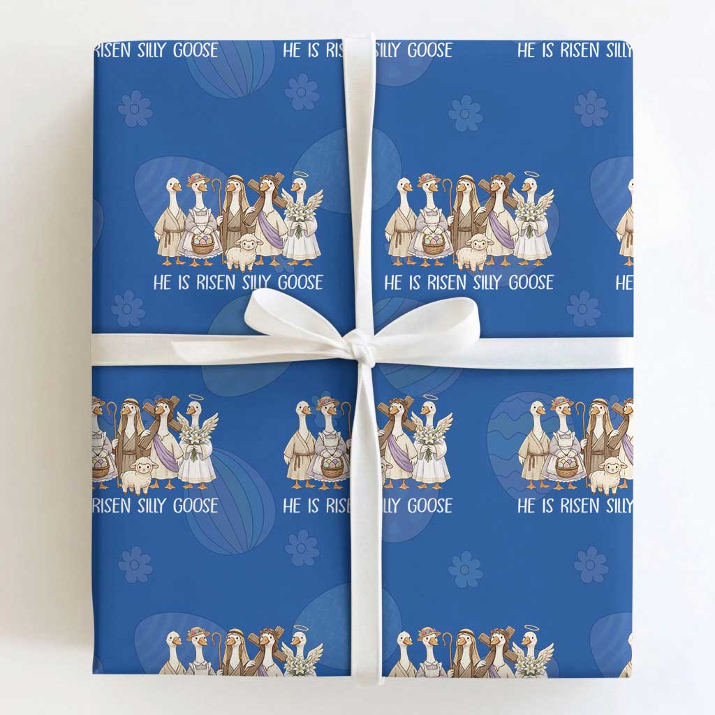 Funny Christian Easter He Is Risen Silly Goose Wrapping Paper Roll Cute Faith-Based Geese Parody Gift with Jesus TS02 Royal Blue Print Your Wear
