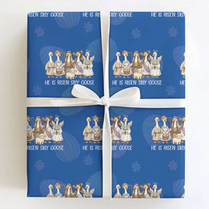 Funny Christian Easter He Is Risen Silly Goose Wrapping Paper Roll Cute Faith-Based Geese Parody Gift with Jesus TS02 Royal Blue Print Your Wear