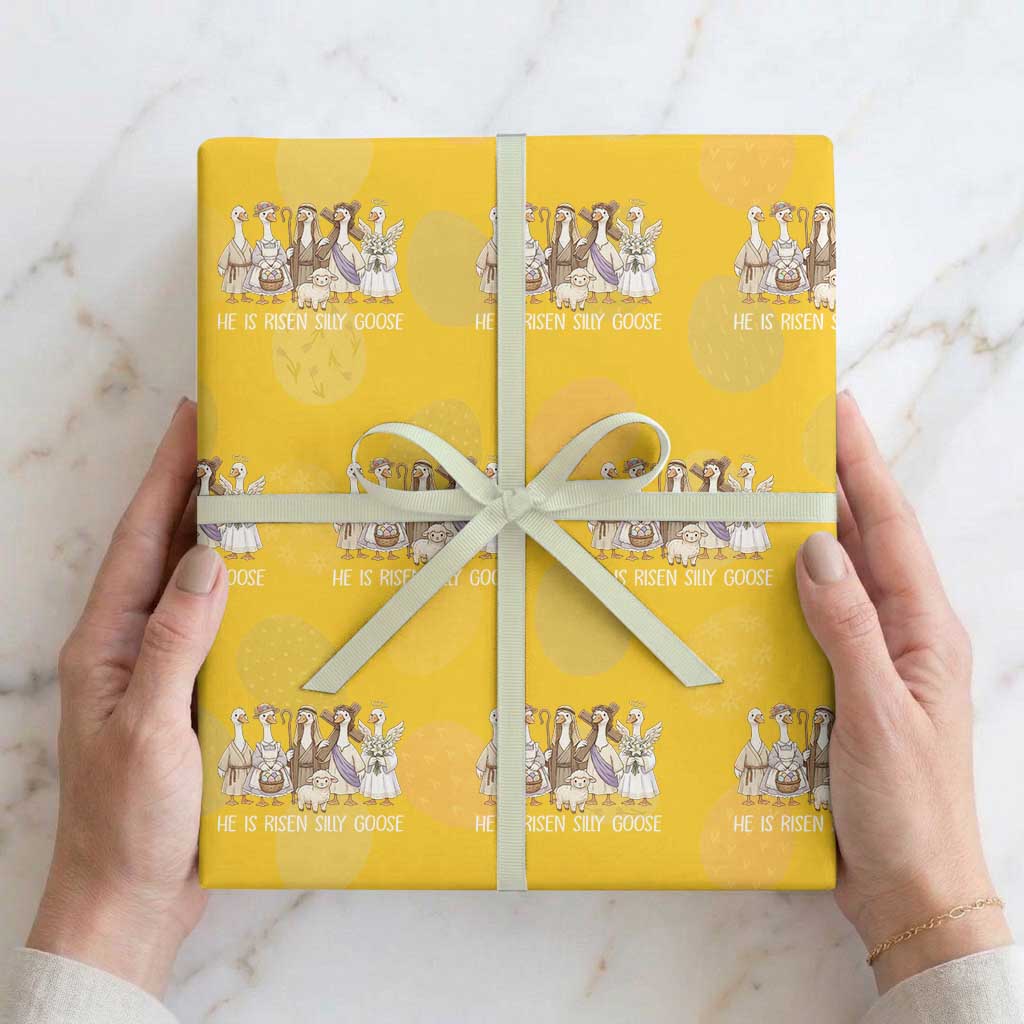Funny Christian Easter He Is Risen Silly Goose Wrapping Paper Roll Cute Faith-Based Geese Parody Gift with Jesus TS02 Yellow Print Your Wear
