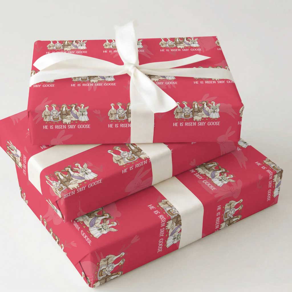 Funny Christian Easter He Is Risen Silly Goose Wrapping Paper Roll Cute Faith-Based Geese Parody Gift with Jesus TS02 Red Print Your Wear