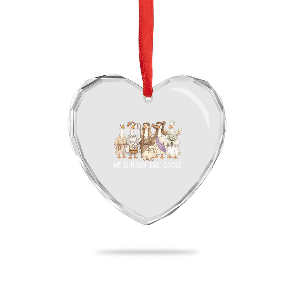 Funny Christian Easter He Is Risen Silly Goose Heart Crystal Glass Ornament Cute Faith-Based Geese Parody Gift with Jesus TS02 Print Your Wear