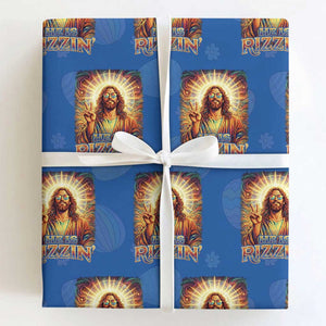 Funny Christian Easter He Is Rizzin Wrapping Paper Roll Trendy Jesus Humor with Sunglasses Faith Based Meme Gift TS02 Royal Blue Print Your Wear