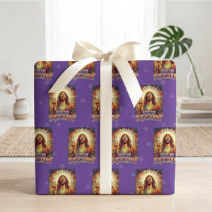 Funny Christian Easter He Is Rizzin Wrapping Paper Roll Trendy Jesus Humor with Sunglasses Faith Based Meme Gift TS02 Purple Print Your Wear