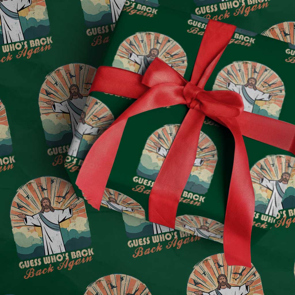 Funny Christian Easter Wrapping Paper Roll Guess Whos Back Jesus Religious TS10 Green Print Your Wear