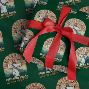 Funny Christian Easter Wrapping Paper Roll Guess Whos Back Jesus Religious TS10 Green Print Your Wear