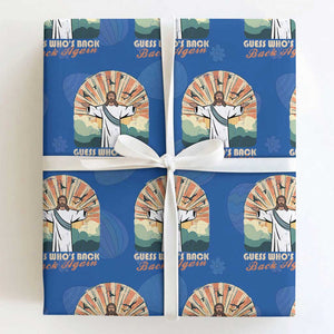 Funny Christian Easter Wrapping Paper Roll Guess Whos Back Jesus Religious TS10 Royal Blue Print Your Wear