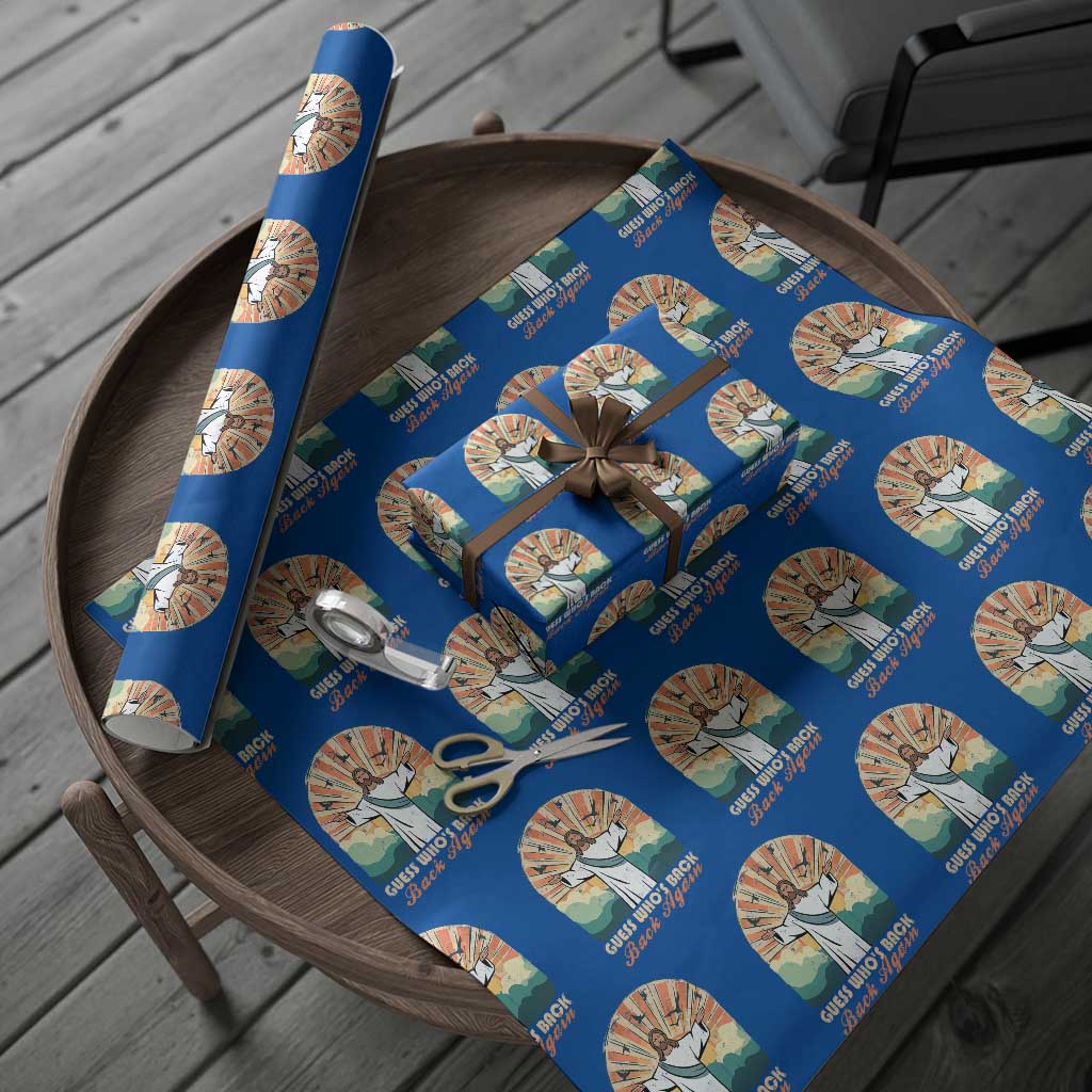Funny Christian Easter Wrapping Paper Roll Guess Whos Back Jesus Religious TS10 Blue Print Your Wear
