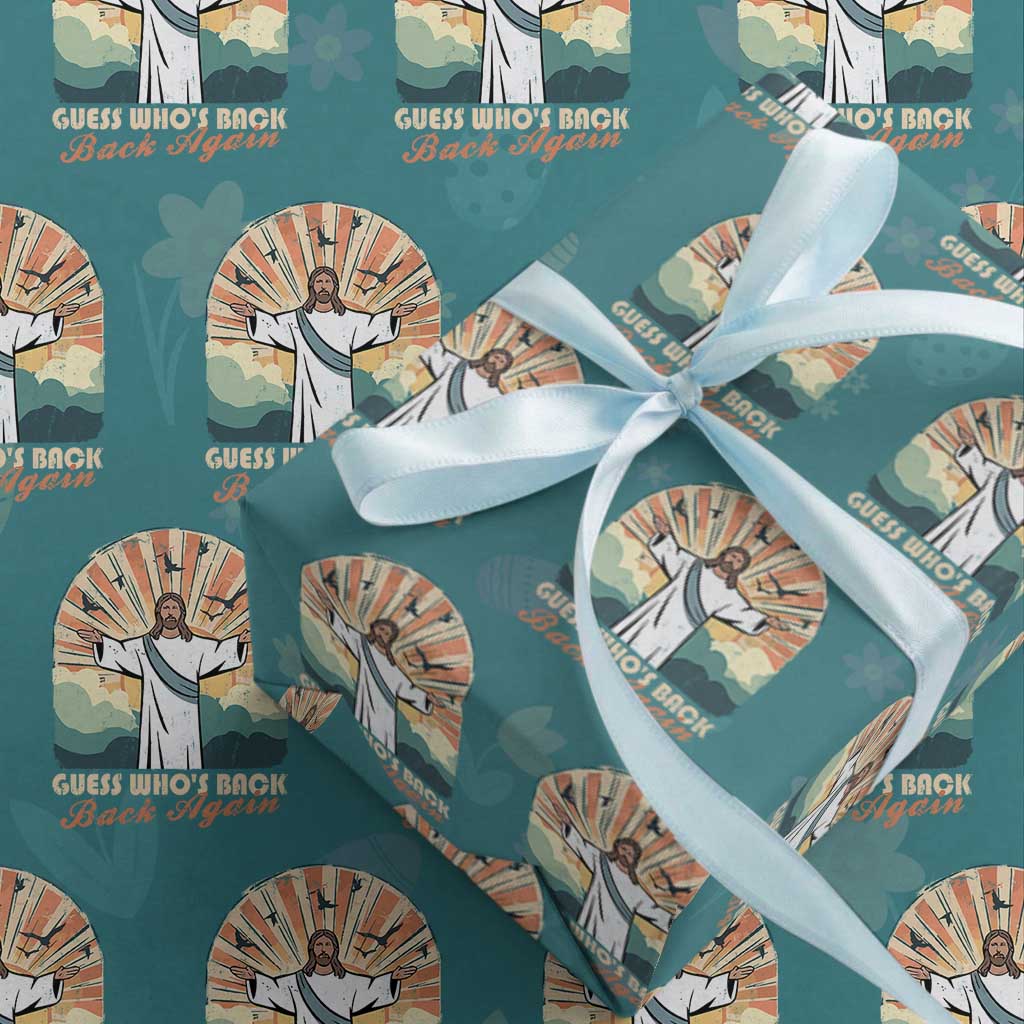 Funny Christian Easter Wrapping Paper Roll Guess Whos Back Jesus Religious TS10 Teal Print Your Wear