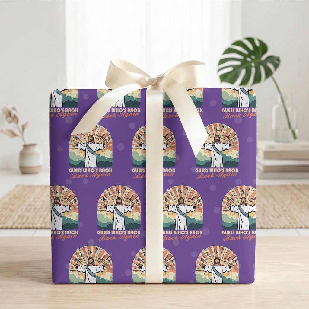 Funny Christian Easter Wrapping Paper Roll Guess Whos Back Jesus Religious TS10 Purple Print Your Wear