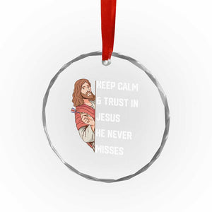 Funny Christian Faith Darts Player Gift Crystal Glass Ornament Keep Calm And Trust In Jesus He Never Misses TS12 Print Your Wear