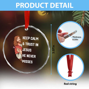 Funny Christian Faith Darts Player Gift Crystal Glass Ornament Keep Calm And Trust In Jesus He Never Misses TS12 Print Your Wear