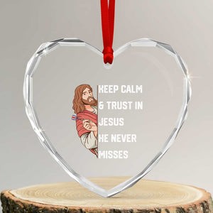 Funny Christian Faith Darts Player Gift Heart Crystal Glass Ornament Keep Calm And Trust In Jesus He Never Misses TS12 Transparent Glass 3'' Heart Print Your Wear