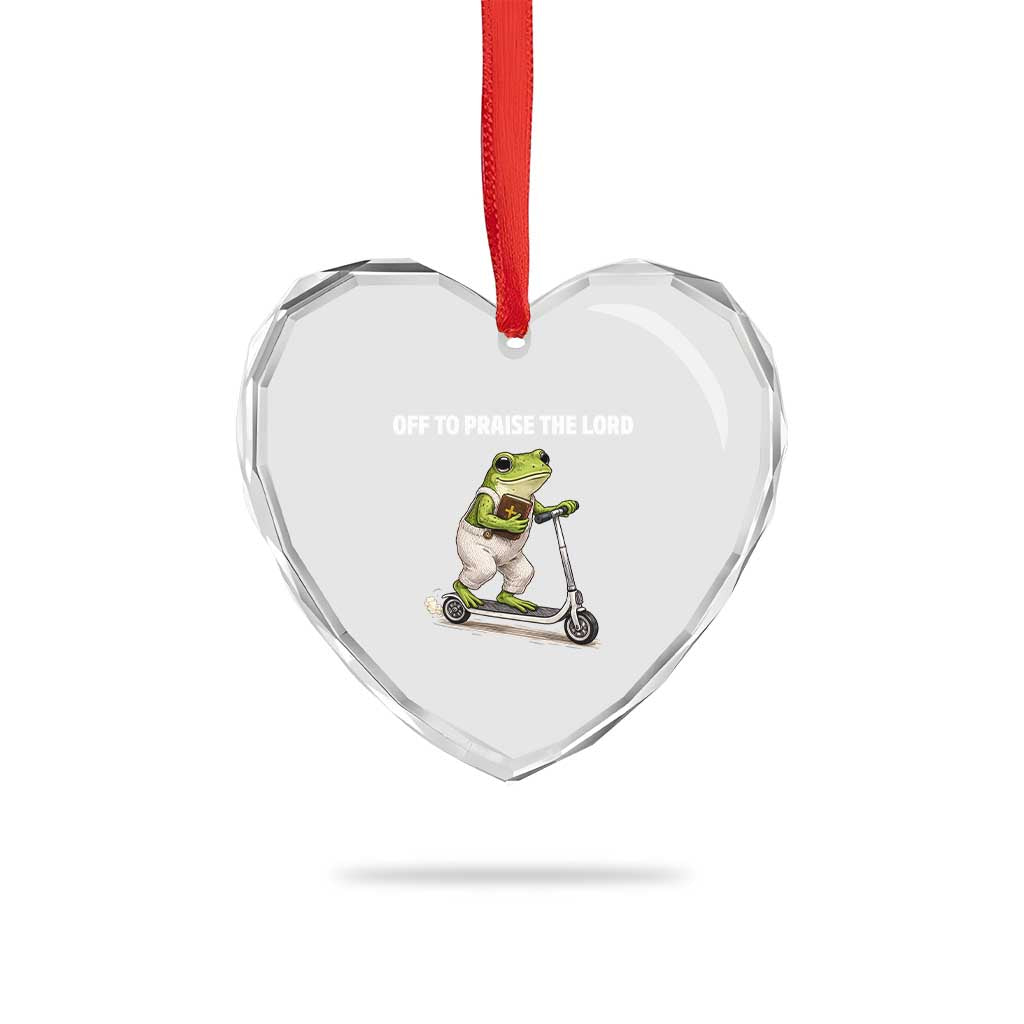 Funny Christian Frog Heart Crystal Glass Ornament Off To Praise The Lord TS10 Print Your Wear