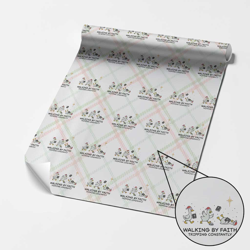 Funny Christian Goose Christmas Wrapping Paper Roll Walking By Faith Tripping Constantly TS14 Christmas Plaid Print Your Wear
