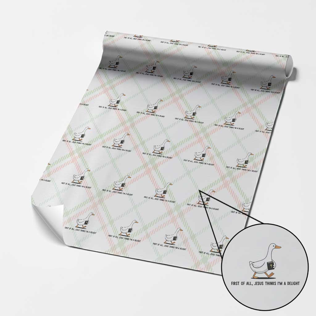 Funny Christian Goose Wrapping Paper Roll Jesus Thinks I'm A Delight TS14 Christmas Plaid Print Your Wear