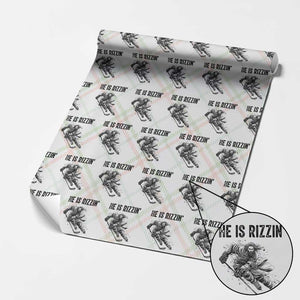 Funny Christian Ice Hockey Lover Gift Wrapping Paper Roll He Is Rizzin TS12 Christmas Plaid Print Your Wear