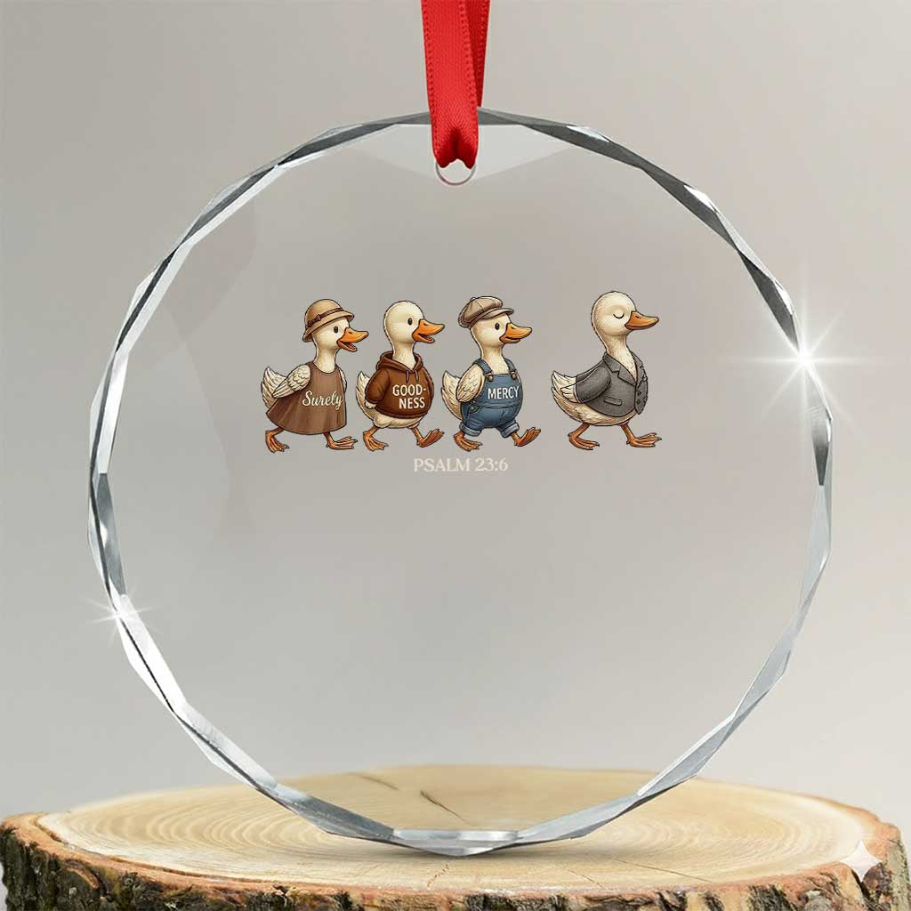 Funny Christian Psalm 23:6 Duck Pun Crystal Glass Ornament Surely Goodness and Mercy Cute Bible Humor Gift TS02 Transparent Glass 3'' Circle Print Your Wear
