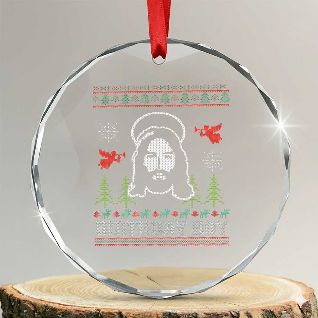 Funny Christian Xmas Crystal Glass Ornament Birthday Boy Jesus God Xmas Tree Angels TS11 Transparent Glass 3'' Circle Print Your Wear