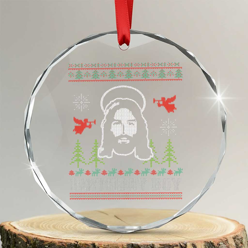 Funny Christian Xmas Crystal Glass Ornament Birthday Boy Jesus God Xmas Tree Angels TS11 Transparent Glass 3'' Circle Print Your Wear