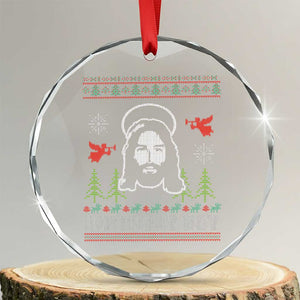 Funny Christian Xmas Crystal Glass Ornament Birthday Boy Jesus God Xmas Tree Angels TS11 Transparent Glass 3'' Circle Print Your Wear