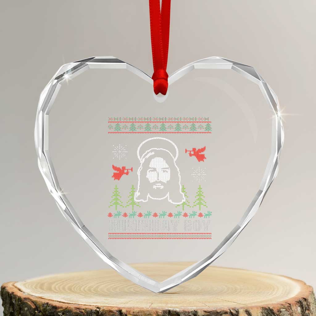 Funny Christian Xmas Heart Crystal Glass Ornament Birthday Boy Jesus God Xmas Tree Angels TS11 Transparent Glass 3'' Heart Print Your Wear