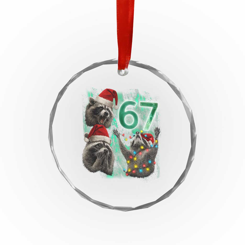 Funny Christmas 67 Meme Racoon Crystal Glass Ornament Howling at The Moon TS10 Print Your Wear