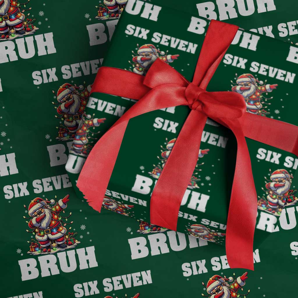 Funny Christmas 67 Six Seven Bruh Wrapping Paper Roll Dabbing Santa TS11 Green Print Your Wear